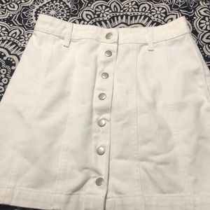 White Forever 21 button up skirt.